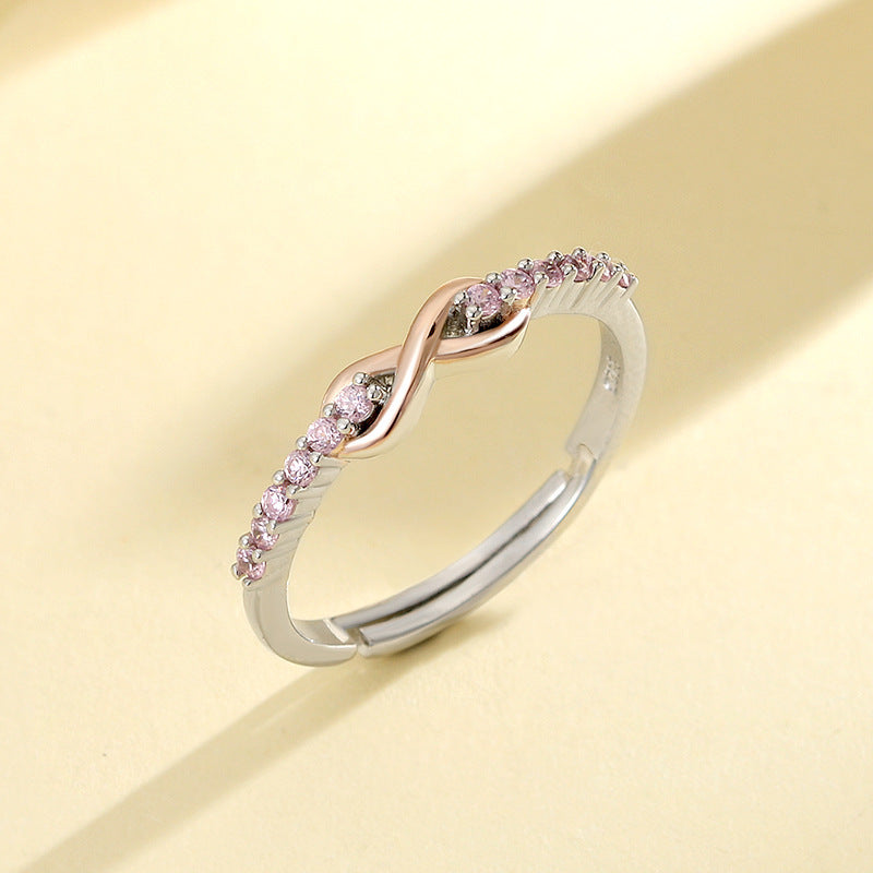 S925 Sterling Silver Infinity Ring - with Diamond Accents