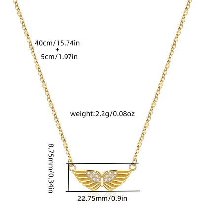 S925 Sterling Silver Angel wings Necklace Earrings Set with Zircon