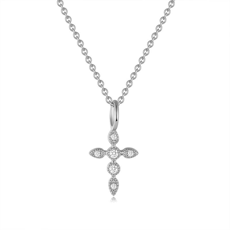 CZ Diamond Cross Pendant Necklace - Gold & Silver