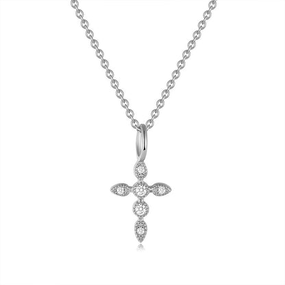 CZ Diamond Cross Pendant Necklace - Gold & Silver