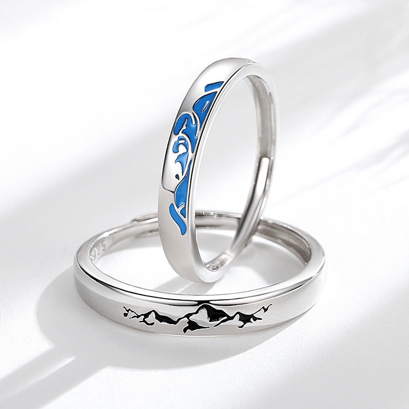 Sterling Silver Love Oath Couple Rings - Retro S925