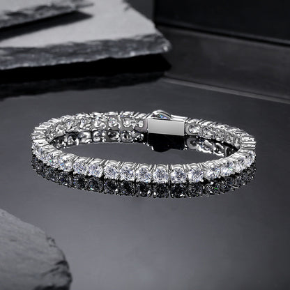 4mm Spring Clasp Zirconia Tennis Bracelet, Unisex Fashion Design