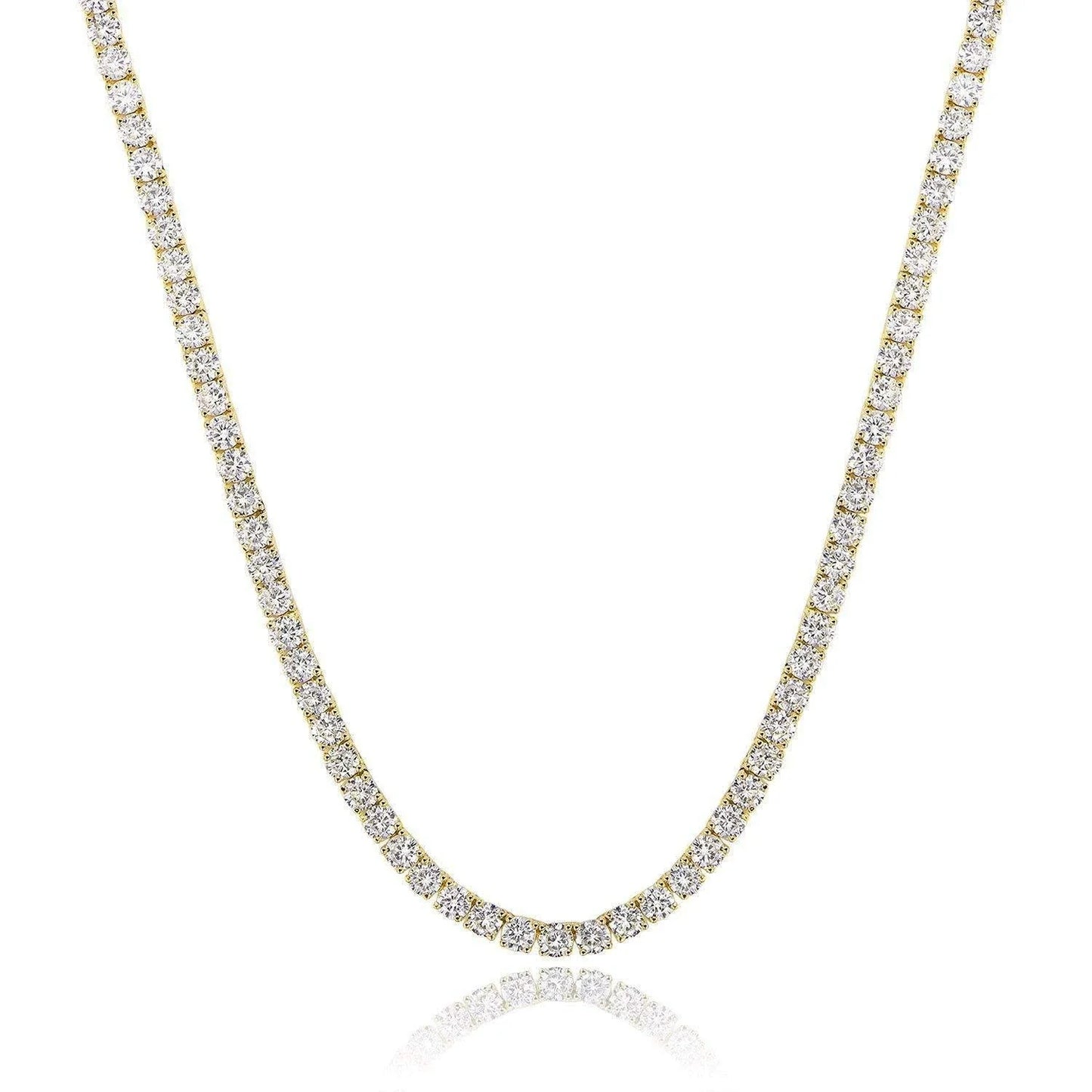 Classic 18K Gold Plated 4-Prong Zircon Tennis Necklace (2mm, 3mm, 4mm, 5mm, 6mm)