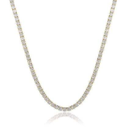 Classic 18K Gold Plated 4-Prong Zircon Tennis Necklace (2mm, 3mm, 4mm, 5mm, 6mm)