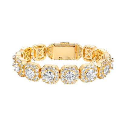 12mm Super Sparkling Zirconia Wide Face Tennis Bracelet Flip-Top Men's Jewelry