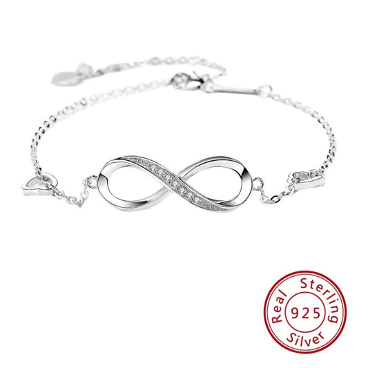 S925 Sterling Silver Infinity Bracelet
