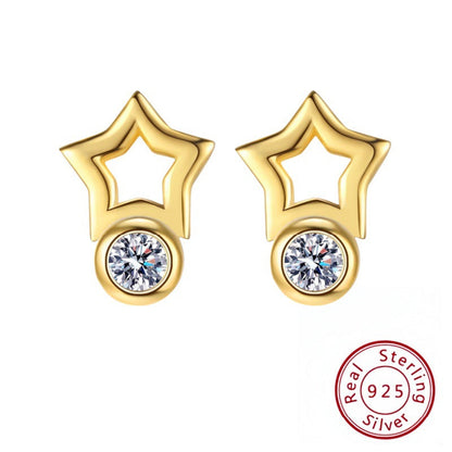 New s925 Sterling Silver Star Earrings