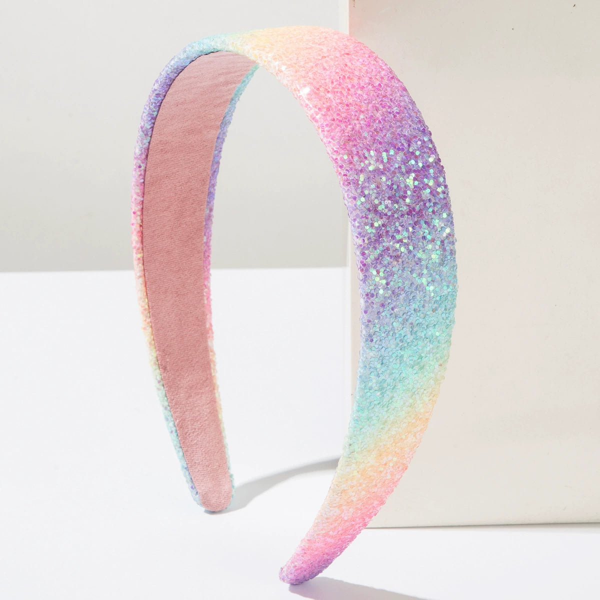 Fashionable Fabric Rhinestone-Encrusted Rainbow Striped Hairband