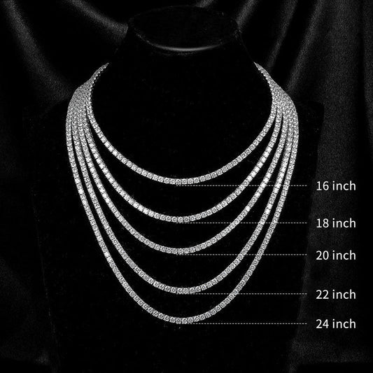 Classic 18K Gold Plated 4-Prong Zircon Tennis Necklace (2mm, 3mm, 4mm, 5mm, 6mm)