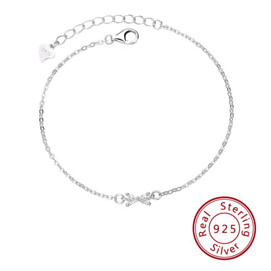 925 Sterling Silver Diamond Bow Bracelet