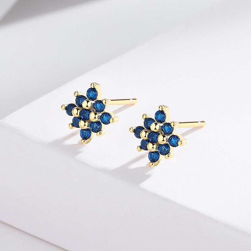 s925 sterling silver geometric flower stud earrings