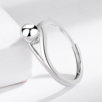 S925 Geometric Spherical Silver Ring Adjustable
