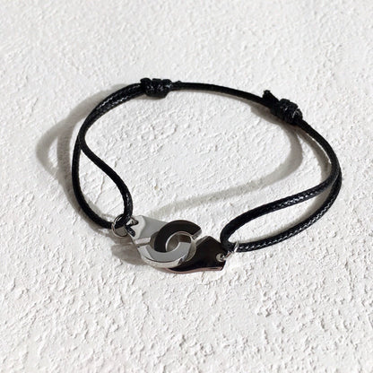 Colorful Braided Waxed Rope Handcuff Bracelet