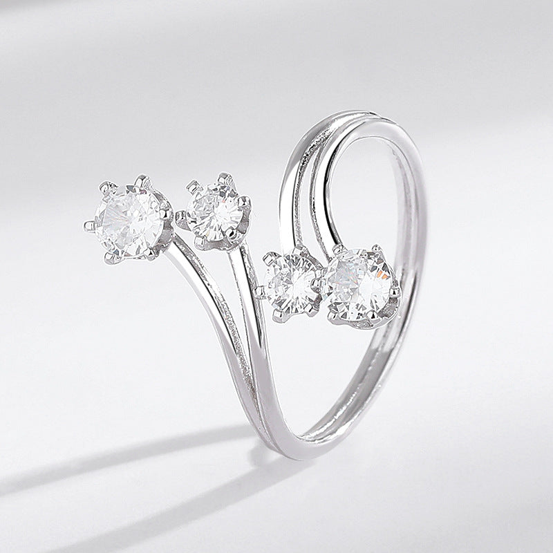 s925 Zircon Open Ring - Retro Personality Ring