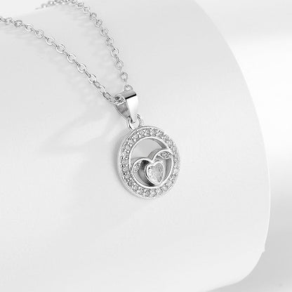 Angel Wings Round Women's Pendant Silver Necklace-S925