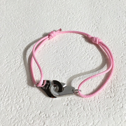 Colorful Braided Waxed Rope Handcuff Bracelet