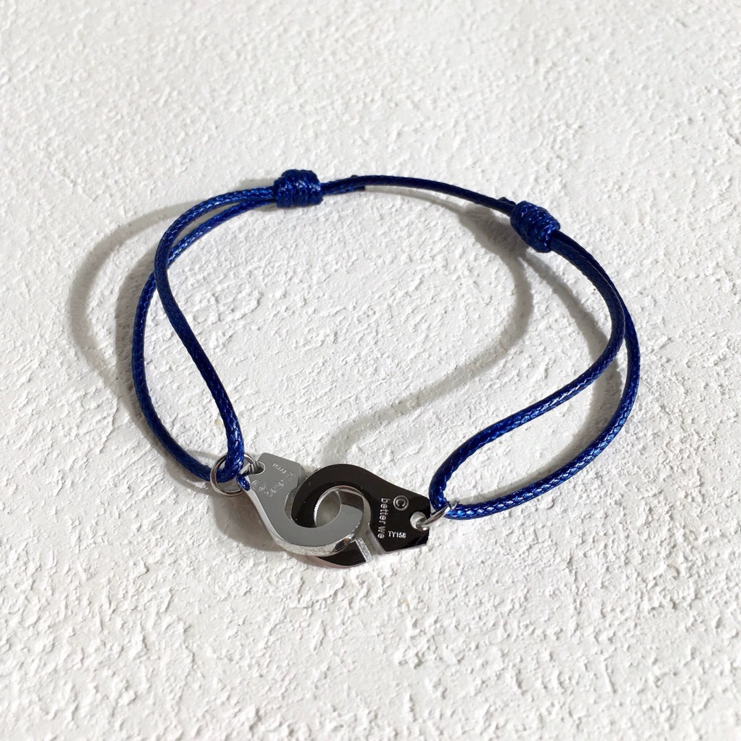 Colorful Braided Waxed Rope Handcuff Bracelet