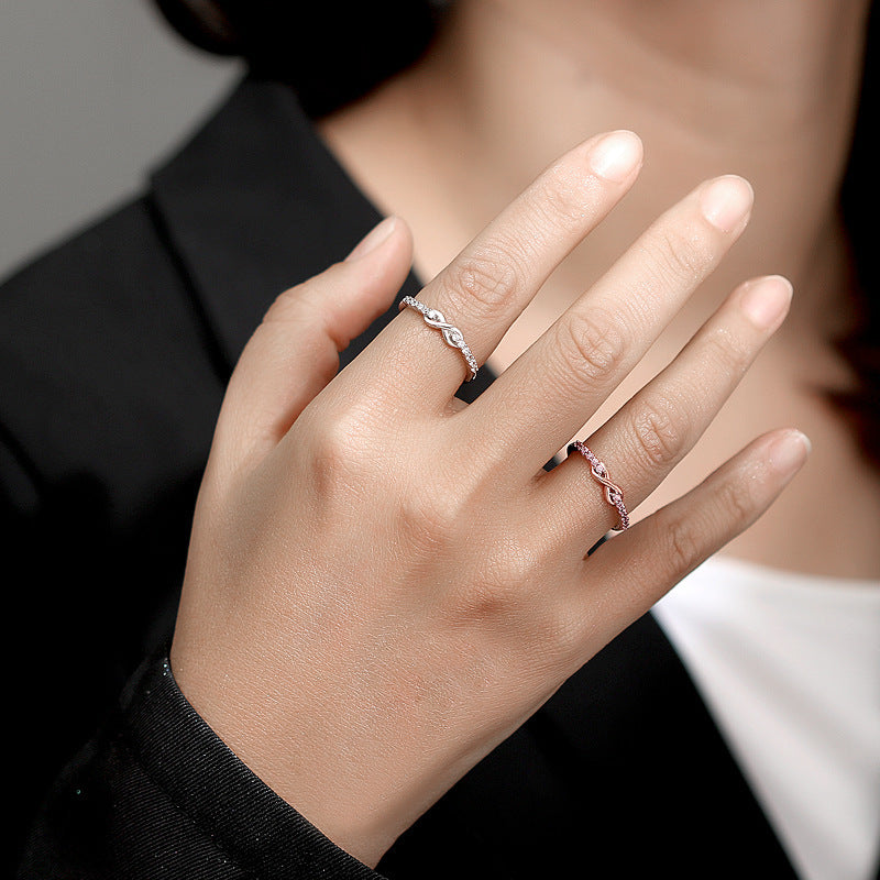S925 Sterling Silver Infinity Ring - with Diamond Accents