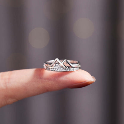 s925 Sterling Silver Mountain peak Diamond Ring Adjustable
