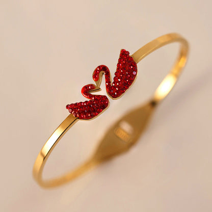 Non-fading gold-plated titanium steel swan Bangle