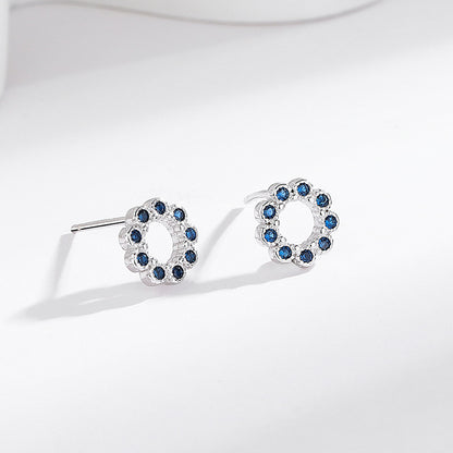 s925 sterling silver diamond round hollow earrings
