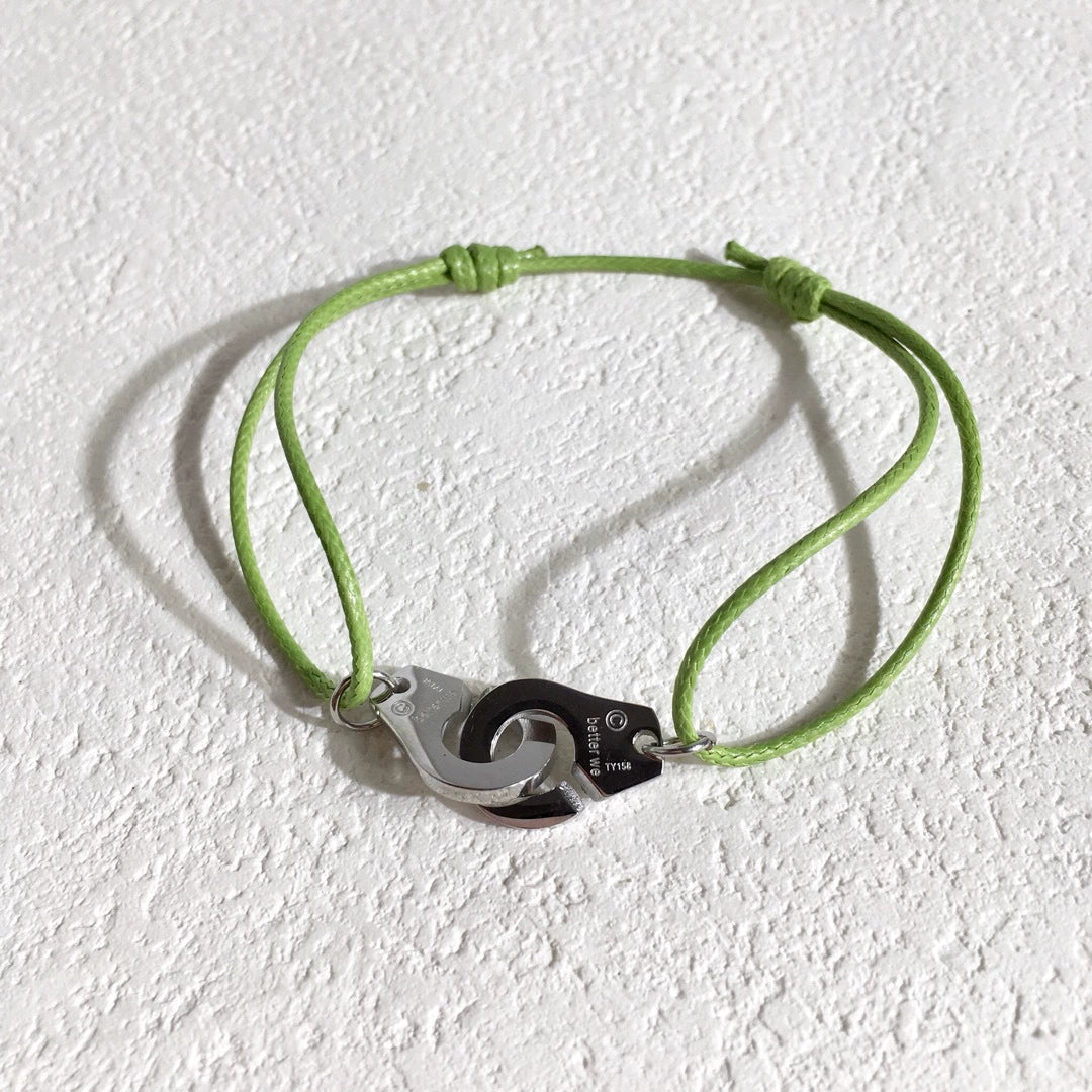 Colorful Braided Waxed Rope Handcuff Bracelet