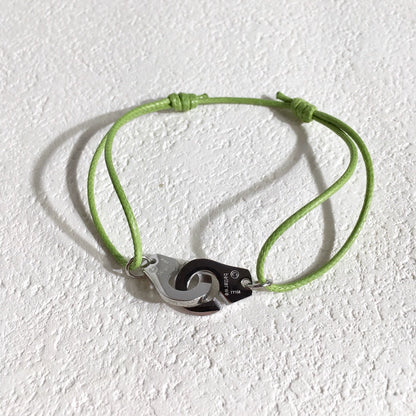 Colorful Braided Waxed Rope Handcuff Bracelet