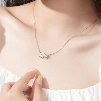 S925 Sterling Silver Cherry Blossom Necklace