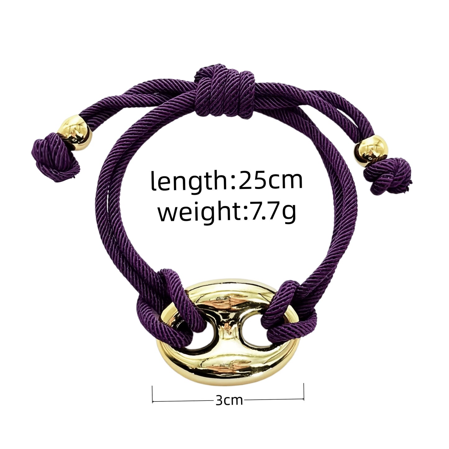 Multicolor "Pig Nose" Oval Braided Cord Bracelet