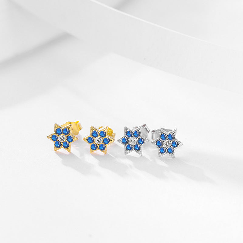 S925 Silver Star Necklace Set - Matching earrings