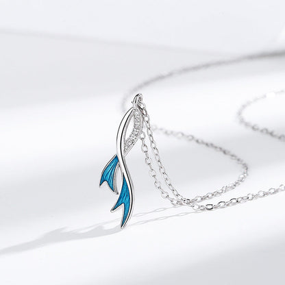 925 Sterling Silver Mermaid Tail Necklace - Ocean Dream Pendant