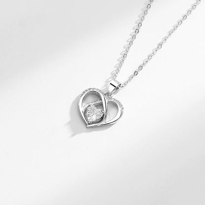 S925 Sweet Diamond Heart Pendant Silver Necklace
