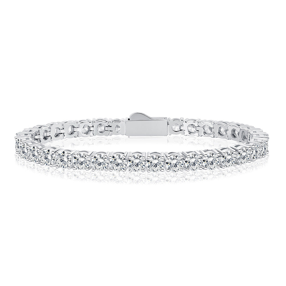 4mm Spring Clasp Zirconia Tennis Bracelet, Unisex Fashion Design
