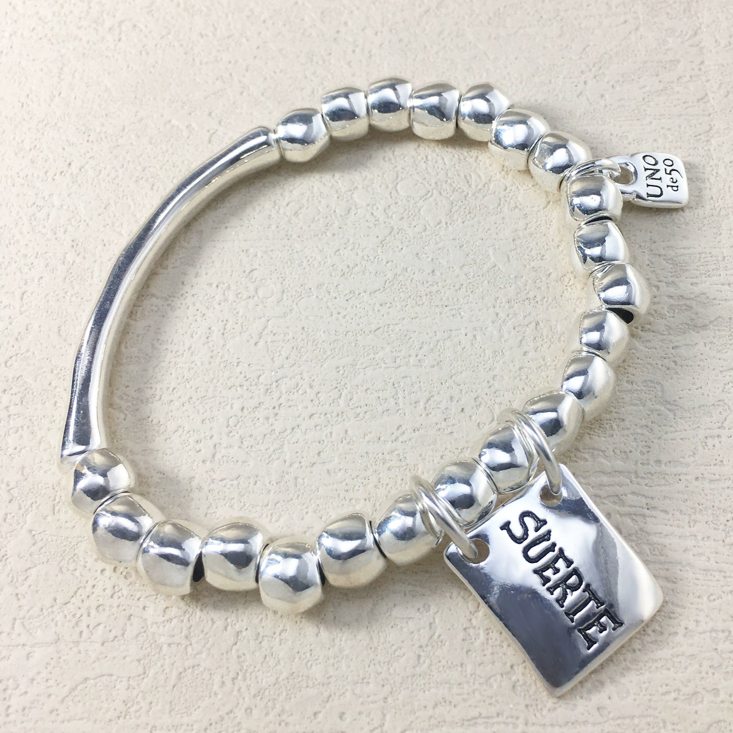 UNOde50 Health Lucky Bead Pendant Bracelet with Tubular Components