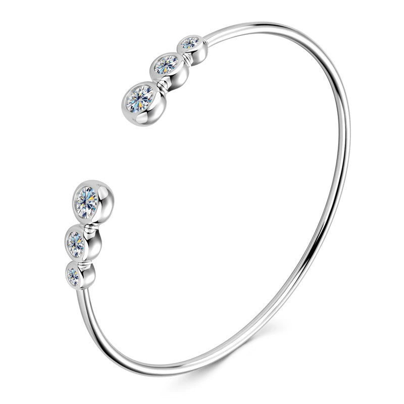 Triple CZ Open Cuff Bangle | 925 Sterling Silver