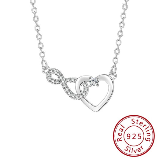 925 Sterling Silver Infinity Heart Necklace for Women