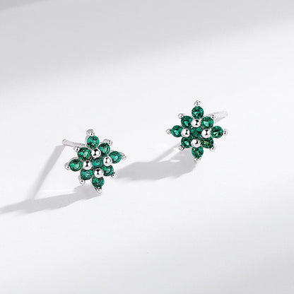 s925 sterling silver geometric flower stud earrings
