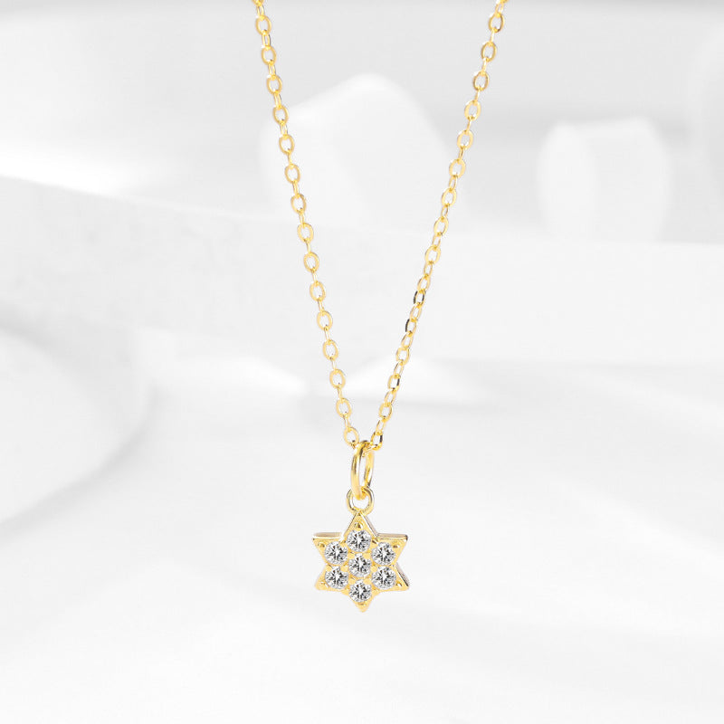 S925 Silver Star Necklace Set - Matching earrings