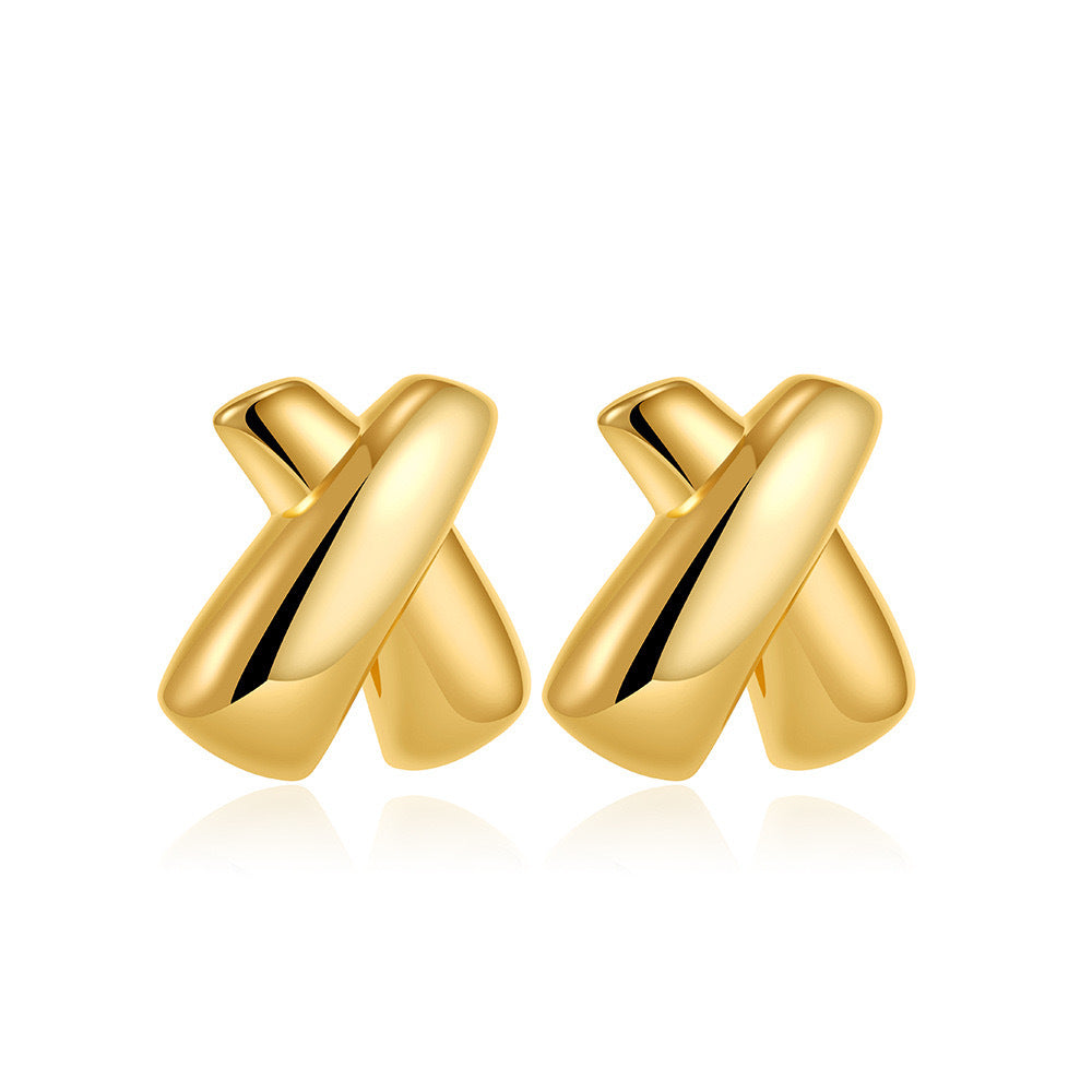 s925 sterling silver cross braided X-shaped earrings