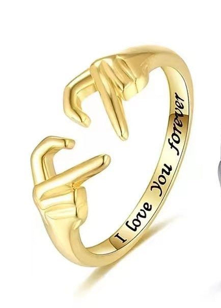 S925 Sterling Silver Heart-Shaped Ring - Love You