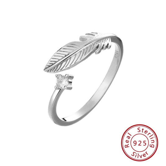 925 Sterling Silver Feather Ring