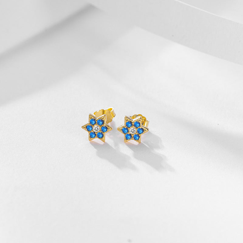 S925 Silver Star Necklace Set - Matching earrings