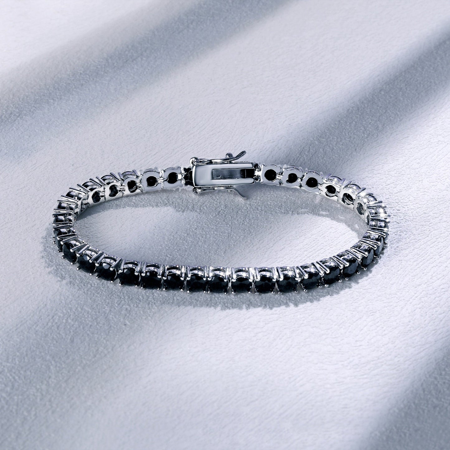 Hip Hop 4mm Black Nano Zirconia Bracelet with Figure-Eight Clasp