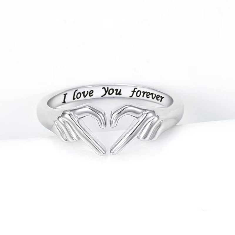 S925 Sterling Silver Heart-Shaped Ring - Love You