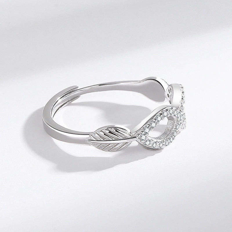 s925 Sterling Silver Infinity Ring - Adjustable Leaf Fashionable