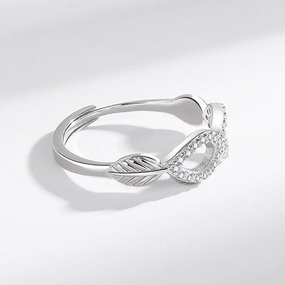 s925 Sterling Silver Infinity Ring - Adjustable Leaf Fashionable