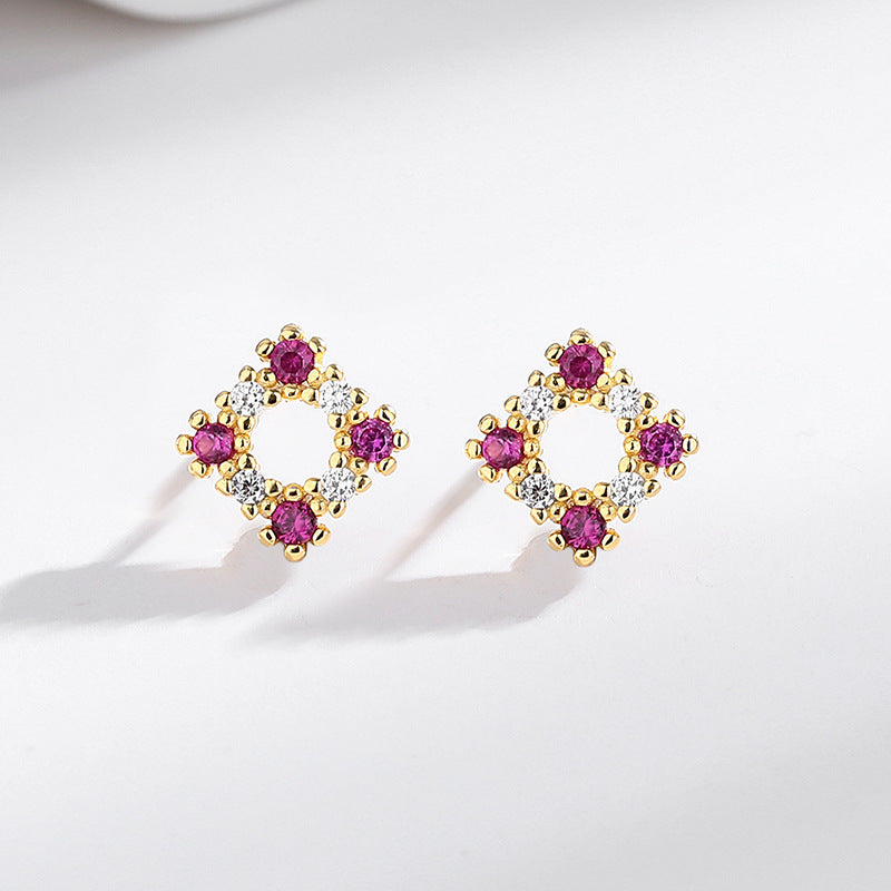 s925 sterling silver square earrings women