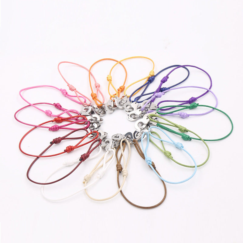 Colorful Braided Waxed Rope Handcuff Bracelet