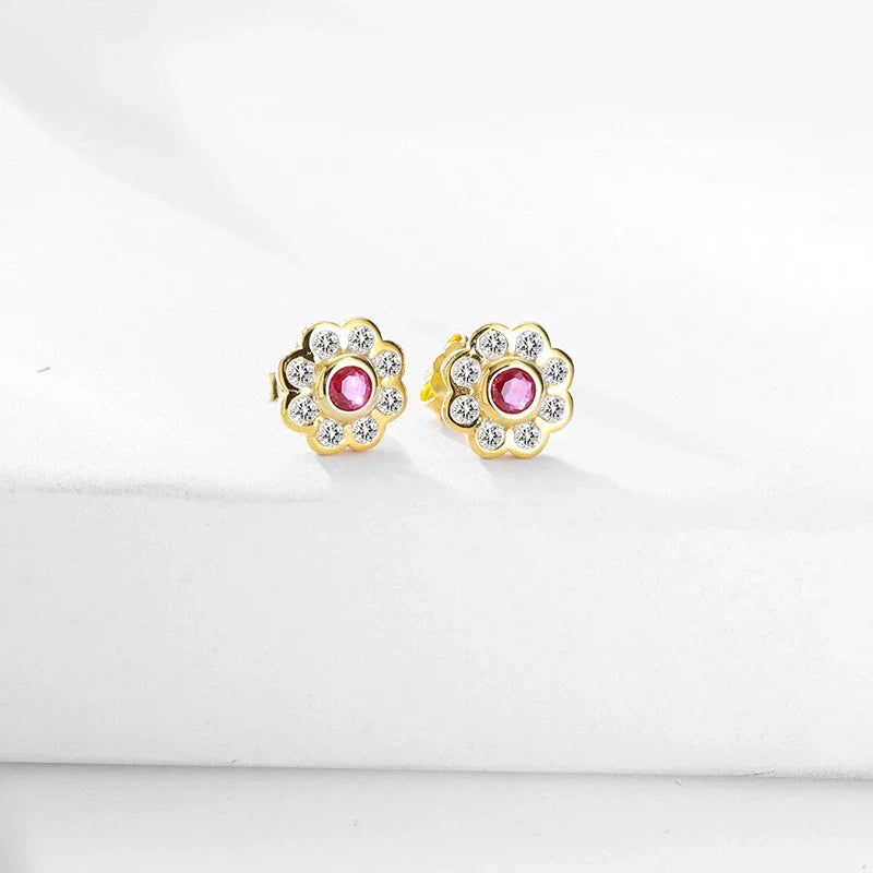 s925 sterling silver flower earrings set with diamond clavicle necklace