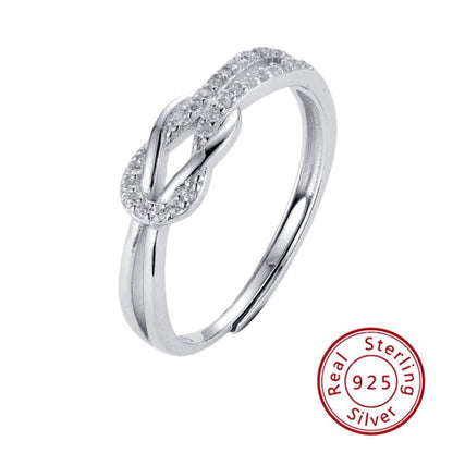 925 Interwoven Diamond Sterling Silver Ring Adjustable